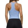 imageREORIA Womens Workout Tank Tops V Neck Racerback Going Out Crop 2025 Trendy Top Summer Sleeveless Ribbed CamisoleBlue