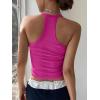 imageREORIA Womens Workout Tank Tops V Neck Racerback Going Out Crop 2025 Trendy Top Summer Sleeveless Ribbed CamisoleBright Rose Pink