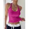 imageREORIA Womens Workout Tank Tops V Neck Racerback Going Out Crop 2025 Trendy Top Summer Sleeveless Ribbed CamisoleBright Rose Pink