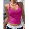 imageREORIA Womens Workout Tank Tops V Neck Racerback Going Out Crop 2025 Trendy Top Summer Sleeveless Ribbed CamisoleBright Rose Pink
