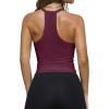 imageREORIA Womens Workout Tank Tops V Neck Racerback Going Out Crop 2025 Trendy Top Summer Sleeveless Ribbed CamisoleBurgundy