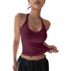 imageREORIA Womens Workout Tank Tops V Neck Racerback Going Out Crop 2025 Trendy Top Summer Sleeveless Ribbed CamisoleBurgundy