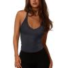 imageREORIA Womens Workout Tank Tops V Neck Racerback Going Out Crop 2025 Trendy Top Summer Sleeveless Ribbed CamisoleDeep Gray