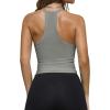 imageREORIA Womens Workout Tank Tops V Neck Racerback Going Out Crop 2025 Trendy Top Summer Sleeveless Ribbed CamisoleGray Green