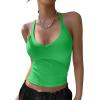 imageREORIA Womens Workout Tank Tops V Neck Racerback Going Out Crop 2025 Trendy Top Summer Sleeveless Ribbed CamisoleGreen