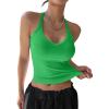 imageREORIA Womens Workout Tank Tops V Neck Racerback Going Out Crop 2025 Trendy Top Summer Sleeveless Ribbed CamisoleGreen