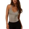 imageREORIA Womens Workout Tank Tops V Neck Racerback Going Out Crop 2025 Trendy Top Summer Sleeveless Ribbed CamisoleKhaki