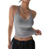 imageREORIA Womens Workout Tank Tops V Neck Racerback Going Out Crop 2025 Trendy Top Summer Sleeveless Ribbed CamisoleLight Grey