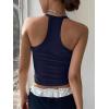 imageREORIA Womens Workout Tank Tops V Neck Racerback Going Out Crop 2025 Trendy Top Summer Sleeveless Ribbed CamisoleNavy Blue