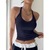 imageREORIA Womens Workout Tank Tops V Neck Racerback Going Out Crop 2025 Trendy Top Summer Sleeveless Ribbed CamisoleNavy Blue