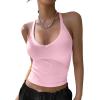 imageREORIA Womens Workout Tank Tops V Neck Racerback Going Out Crop 2025 Trendy Top Summer Sleeveless Ribbed CamisolePink
