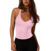 imageREORIA Womens Workout Tank Tops V Neck Racerback Going Out Crop 2025 Trendy Top Summer Sleeveless Ribbed CamisolePink