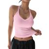 imageREORIA Womens Workout Tank Tops V Neck Racerback Going Out Crop 2025 Trendy Top Summer Sleeveless Ribbed CamisolePink