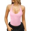 imageREORIA Womens Workout Tank Tops V Neck Racerback Going Out Crop 2025 Trendy Top Summer Sleeveless Ribbed CamisolePink