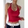 imageREORIA Womens Workout Tank Tops V Neck Racerback Going Out Crop 2025 Trendy Top Summer Sleeveless Ribbed CamisoleRed
