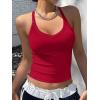 imageREORIA Womens Workout Tank Tops V Neck Racerback Going Out Crop 2025 Trendy Top Summer Sleeveless Ribbed CamisoleRed
