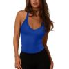 imageREORIA Womens Workout Tank Tops V Neck Racerback Going Out Crop 2025 Trendy Top Summer Sleeveless Ribbed CamisoleRoyal Blue