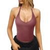 imageREORIA Womens Workout Tank Tops V Neck Racerback Going Out Crop 2025 Trendy Top Summer Sleeveless Ribbed CamisoleRust