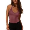 imageREORIA Womens Workout Tank Tops V Neck Racerback Going Out Crop 2025 Trendy Top Summer Sleeveless Ribbed CamisoleRust