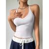 imageREORIA Womens Workout Tank Tops V Neck Racerback Going Out Crop 2025 Trendy Top Summer Sleeveless Ribbed CamisoleWhite