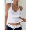 imageREORIA Womens Workout Tank Tops V Neck Racerback Going Out Crop 2025 Trendy Top Summer Sleeveless Ribbed CamisoleWhite