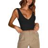 imageREORIA Butsmooth Womens Trendy Sexy Plunge Deep V Neck Sleeveless V Backless Slim Fit Going Out Crop Tank TopsBlack