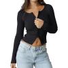 imageREORIA Womens Fall Trendy Double Zip Up Long Sleeve Soft Knit Lightweight Cropped Cardigan SweatersBlack