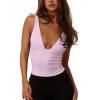 imageREORIA Womens Sexy Plunge Deep V Neck Sleeveless V Backless Tank Top Workout Yoga Crop TopsLight Pink