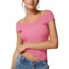 imageREORIA Womens Sleeveless V Neck Tank Tops Basic Tops Cap Sleeve T Shirt Tee Spring Summer Tops Casual Slim Fit Ribbed TopRose Red
