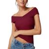 imageREORIA Womens Sleeveless V Neck Tank Tops Basic Tops Cap Sleeve T Shirt Tee Spring Summer Tops Casual Slim Fit Ribbed TopWine Red