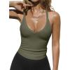 imageREORIA Womens Workout Tank Tops V Neck Racerback Going Out Crop 2025 Trendy Top Summer Sleeveless Ribbed CamisoleArmy Green