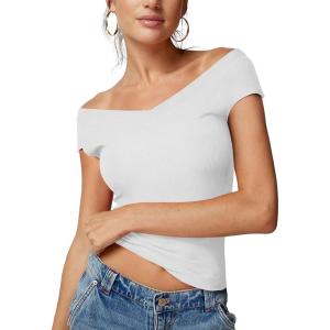 imageREORIA Womens Sleeveless V Neck Tank Tops Basic Tops Cap Sleeve T Shirt Tee Spring Summer Tops Casual Slim Fit Ribbed TopWhite
