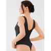 imageREORIA Butsmooth Womens Sexy Deep V Neck Backless Sleeveless Double Lined Thong Bodysuits for Going OutBlack