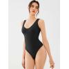 imageREORIA Butsmooth Womens Sexy Deep V Neck Backless Sleeveless Double Lined Thong Bodysuits for Going OutBlack
