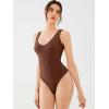 imageREORIA Butsmooth Womens Sexy Deep V Neck Backless Sleeveless Double Lined Thong Bodysuits for Going OutBrown