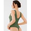 imageREORIA Butsmooth Womens Sexy Deep V Neck Backless Sleeveless Double Lined Thong Bodysuits for Going OutDark Green