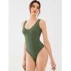 imageREORIA Butsmooth Womens Sexy Deep V Neck Backless Sleeveless Double Lined Thong Bodysuits for Going OutDark Green