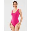 imageREORIA Butsmooth Womens Sexy Deep V Neck Backless Sleeveless Double Lined Thong Bodysuits for Going OutHot Pink