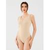 imageREORIA Butsmooth Womens Sexy Deep V Neck Backless Sleeveless Double Lined Thong Bodysuits for Going OutNude