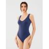 imageREORIA Butsmooth Womens Sexy Deep V Neck Backless Sleeveless Double Lined Thong Bodysuits for Going OutRoyal Blue