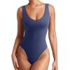 imageREORIA Butsmooth Womens Sexy Deep V Neck Backless Sleeveless Double Lined Thong Bodysuits for Going OutRoyal Blue