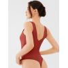 imageREORIA Butsmooth Womens Sexy Deep V Neck Backless Sleeveless Double Lined Thong Bodysuits for Going OutRusty Red