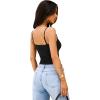 imageREORIA Women Sexy Cami Square Neck Thong Bodysuit Backless Spaghetti Strap Tank TopBlack Onyx