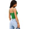 imageREORIA Women Sexy Cami Square Neck Thong Bodysuit Backless Spaghetti Strap Tank TopKelly Green