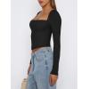 imageREORIA Womens Basic Sexy Square Neck Long Sleeve Y2K Going Out T Shirt Crop TopBlack