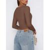 imageREORIA Womens Basic Sexy Square Neck Long Sleeve Y2K Going Out T Shirt Crop TopCoffee