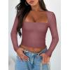 imageREORIA Womens Basic Sexy Square Neck Long Sleeve Y2K Going Out T Shirt Crop TopMasala