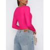 imageREORIA Womens Basic Sexy Square Neck Long Sleeve Y2K Going Out T Shirt Crop TopNeon Rose Red