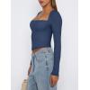 imageREORIA Womens Basic Sexy Square Neck Long Sleeve Y2K Going Out T Shirt Crop TopStarry Blue