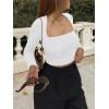 imageREORIA Womens Basic Sexy Square Neck Long Sleeve Y2K Going Out T Shirt Crop TopWhite